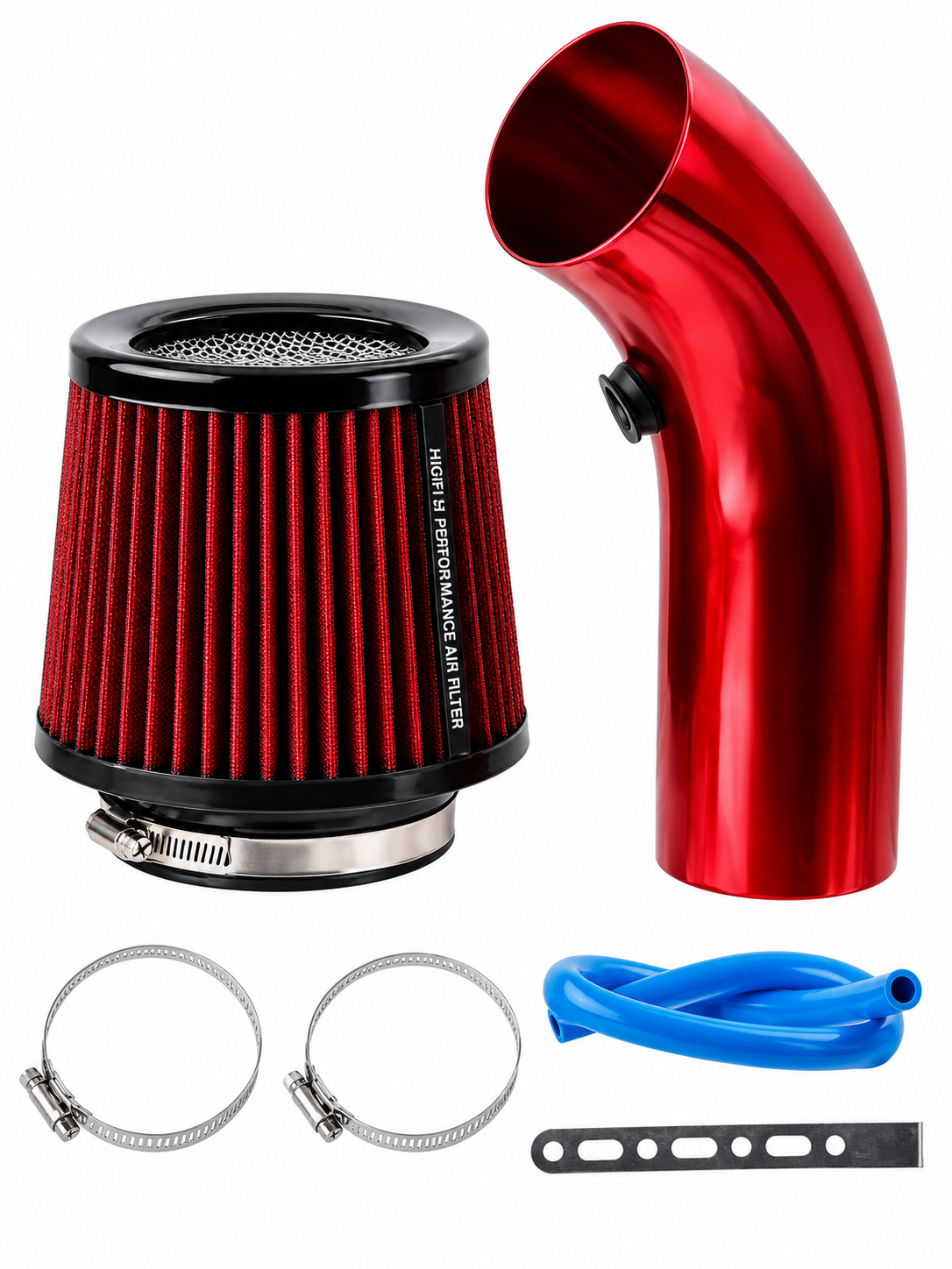 Filtro Intake Rojo Acero Inoxidable Largo