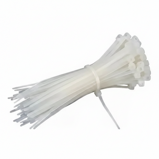 Abrazadera plástica blanca 8 pulgadas x 3.6 mm 100 piezas